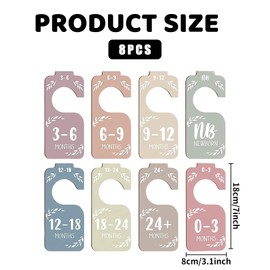 8 Pcs Baby Wardrobe Dividers,Baby-Clothes-Dividers,Closet for Clothing Organizer,Colorful Double-Sided Divider Multi-Color Wooden Organiser Sorting Size Classification Hanger from Newborn to 24 Months