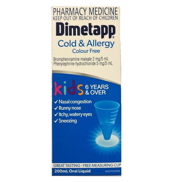 Dimetapp Kids Cold & Allergy Colour Free 200ml
