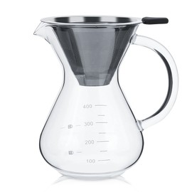 400ml Glass Hand Drip Coffee Maker Filter Pot with Scale Office Home