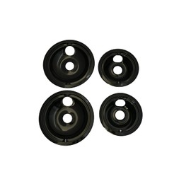 KITCHEN BASICS 101 Made in the USA WB31M20 WB31M19 Replacement Range Cooktop Porcelain Drip Pans for GE 2 6-Inch & 2 8-Inch Pans, 4 Pc