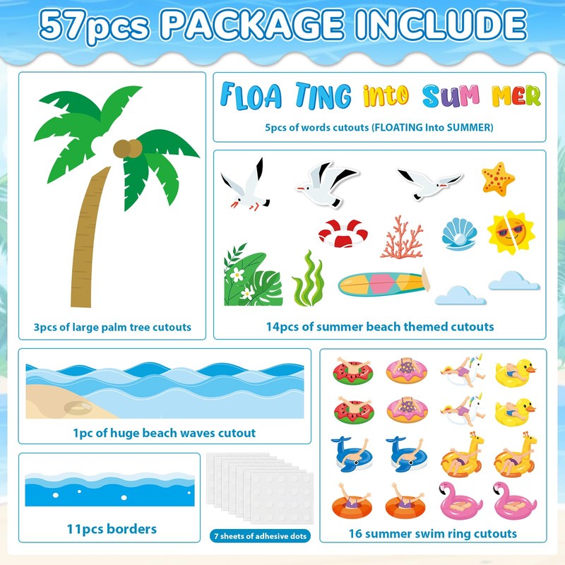 Summer Bulletin Board Classroom Decorations Floating into Summer Paper Cutouts