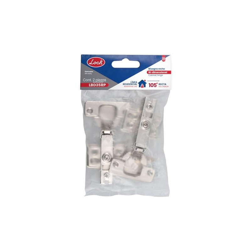 Lock LBD35RP Bisagra recta bidimensional 35 mm, cierre suave