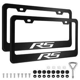 2PCS License Plate Frames Compatible with Chevy Camaro RS Cars, Universal Aluminum Alloy Car License Plate Holders with 2 Holes for RS Owners