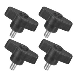 uxcell 4Pcs Tee Wing Knobs Thumb Screws, M6 x 12mm Clamping Screw Knob Male Thread 304 Stainless Steel T Shaped Thumb Screws Handle 36mm Dia. for Hand Tightening Knob Replacement, Black
