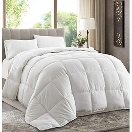Chezmoi Collection All Season Down Alternative Comforter - Plush Microfiber Fill - Box Stitch Quilted - Duvet Insert with Corner Tabs (Full/Queen, White)