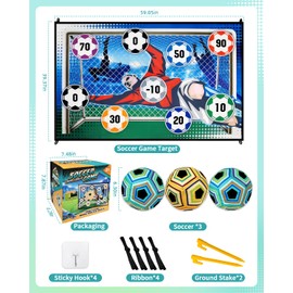 Sticky Soccer Dart Board Game for Kids Includes 3 Sticky Balls- Indoor/Outdoor Party Game for 5-12 Year Old Boys & Girls - for Family Competition