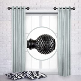 Braxton 1" Side Curtain Rod 12-20 inch (Set of 2) - Black