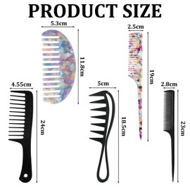 5 curling combs, women's comb, coarse, curl comb, multiple size options, anti-static design, reduces friction and pulling, suitable for different hair types, unisex