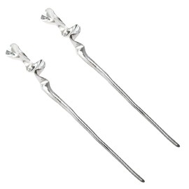 Lyyxjsltd 2 Pack Silver Spiral Snake Metal Minimalism Irregular Chinese Hair Chopsticks Hairpin, Punk Metal Hair Accessories for Women and Girls