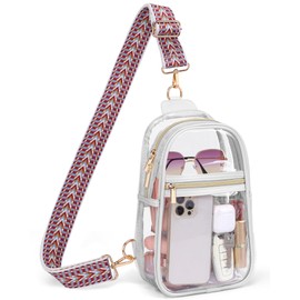 PACKISM Clear Sling Bag - Clear Sling Bag Stadium Approved for Sport Concert Events, Pass Quickly, Heavy Duty Clear Crossbody Bag Purse with Adjustable Strap, White