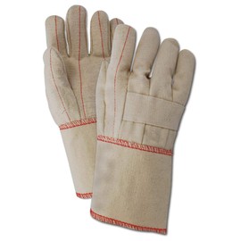 MAGID Double Layered Cotton Canvas Hot Mill Gloves with a 5" Gauntlet Cuff and Knuckle Strap (97KGT) - Large, Off-White (12 Pairs)