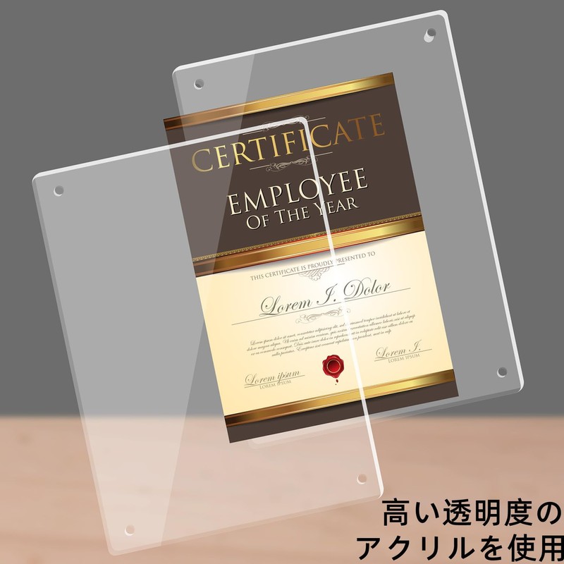 Award Certificate, Acrylic Photo Frame, Transparent Picture Frame, For Both