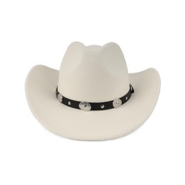 Zylioo S-M Black Western Cowboy Hat,Mens Black Cowboy Hat,Womens Winter Outback Hats with Belt Buckle,Adjustable Wide Brim Warm Fedora Hat