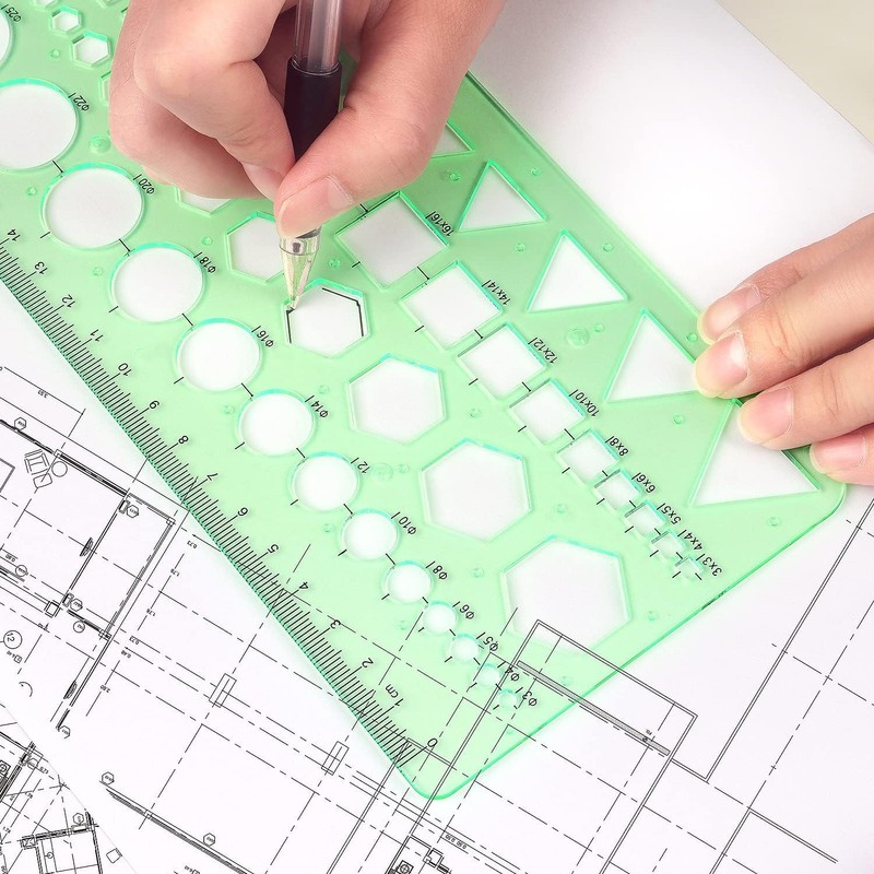geometric plastic circle square hexagon template ruler drawing plastic circle