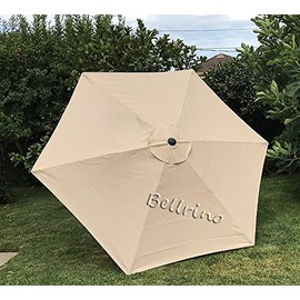 BELLRINO Replacement Umbrella Canopy Cover for 6.5ft 6 Ribs Patio Market Umbrella (Canopy Only) (Beige)