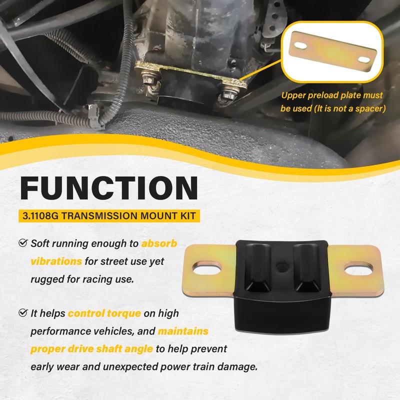 3.1108G Transmission Mount Bracket Kit, for GM RWD Cars and