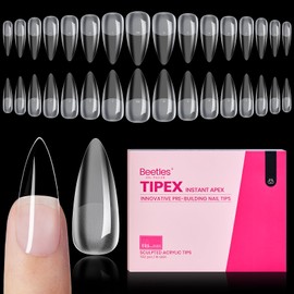 Beetles Tipex Instant Apex Nail Tips, 192Pcs Medium Stiletto Acrylic Nails Pre-Building Pre-Etched Thicker Gel Nail Tips - 16 Sizes Strong Full Cover for Women