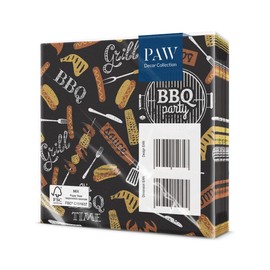 PAW Decor Collection PAW - Servietten 3-lagig (33 x 33 cm) I 20 Stück I Perfekt für Geburtstage, Partys, Hochzeiten, Kommunion und Feiern I Tischdeko Bunte Papierservietten - Grill I BBQ Party