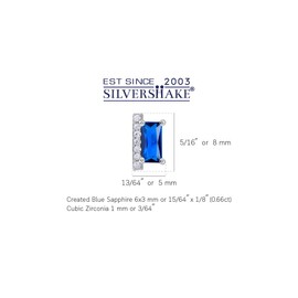 Silvershake 6X3mm Created Baguette Shape Sapphire Blue White Gold Plated 925 Sterling Silver Minimalist Trendy Chic Stud Post Earrings September Gemstone Birthstone Jewelry for Women, Sterling Silver