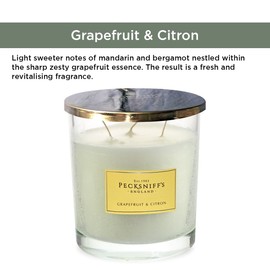 Pecksniffs Classic White Scented 3 Wick Candle | Grapefruit & Citron | Elegant Glass Vessel with Metal Lid Luxury Candles Grapefruit and Citron | 550g/19.4oz