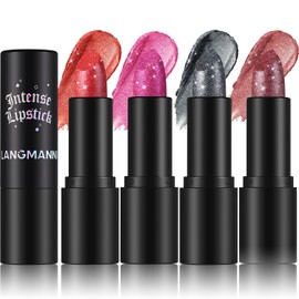 Jolilab Sparkling Lipstick Lip Gloss Long Lasting Waterproof Moisturizer Lip Balm Glitter Shimmer Metallic Lipstick, Diamond Shiny Lipstick for Women Girls,Non-sticky (4, 03+04+06+07)