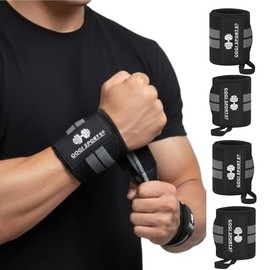 Paquete de 4 Muñequeras Deportivas Gym y Levantamiento de Pesas – con Presilla para Pulgar, Correas de Compresión Ajustable, Par Unisex Resistente y C