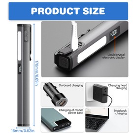 GBKDQQ Wiederaufladbare LED-Stiftlampe, 2 Stück Mini LED Taschenlampe, COB-Arbeitsleuchte mit 4 Beleuchtungsmodi, 3W USB-C Arbeitsleuchte mit Batteriestand-Anzeige für Camping, Notfälle und Werkstatt