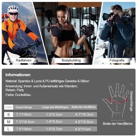 EEFOW Half Finger Flip Women's Thermal Cycling Gloves - Sports Outdoor Windproof Glove with Touch Screen Winter Glove Warm Running Glove for Bicycle Ski Work Football Motorcycle Blue M