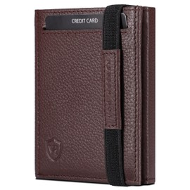 VON HEESEN slim wallet, dark brown, Without coin compartment