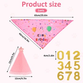 Dog Birthday Decoration, Dog Birthday Outfit Scarf Adjustable Pink Puppy Party Bandana Set Dogs Parties Gift Outfit with Star Number for Boys Girls Large Medium Small Dogs Pets Decoration Supplies