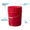 Hudson Exchange Premium 5 Gallon Bucket, HDPE (Red, 12 Pack)