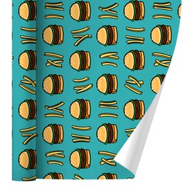 GRAPHICS & MORE Hamburger and French Fries Pattern Gift Wrap Wrapping Paper Rolls