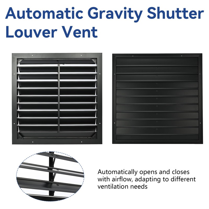 AIWFL 20 Inch Aluminum Automatic Gravity Shutter Louver Vent, 2