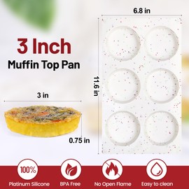 FUNBAKY Silicone Egg Sandwich Molds, 3 Inch Muffin Top Pan Non Stick Egg Mold for Breakfast Sandwiches, 2 Pack Whoopie Pie Pan, Circle Egg Mold for Baking English Muffins, Egg Sandwich, Whoopie Pies