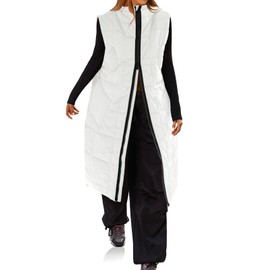 Cicy Bell Womens Long Quilted Puffer Vest Lightweight Sleeveless Winter Jackets Side Slit Packable Coats