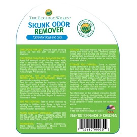 The Ecology Works Skunk odor remover for dogs & pets| Spray on your Pet, Clothing, Furniture, Carpet| No Masking of Odor, Works on contact| Made in USA- 32 Ounces