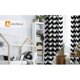 Melodieux Fashion Chevron Curtains for Living Room Dining Room, Darkening Grommet Top Window Drapes Soundproof Thermal Insulated for Bedroom, 63 Inches Long, 52 by 63 Inch, Black and White(1 Panel)
