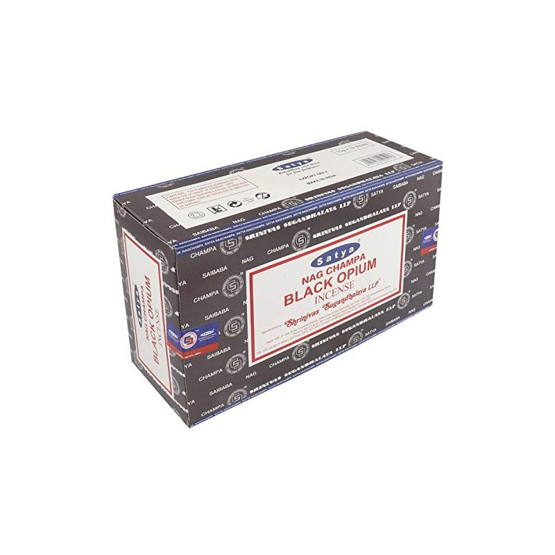 Satya 01347 Black Opium Incense Sticks, 12 Packs x 15g,