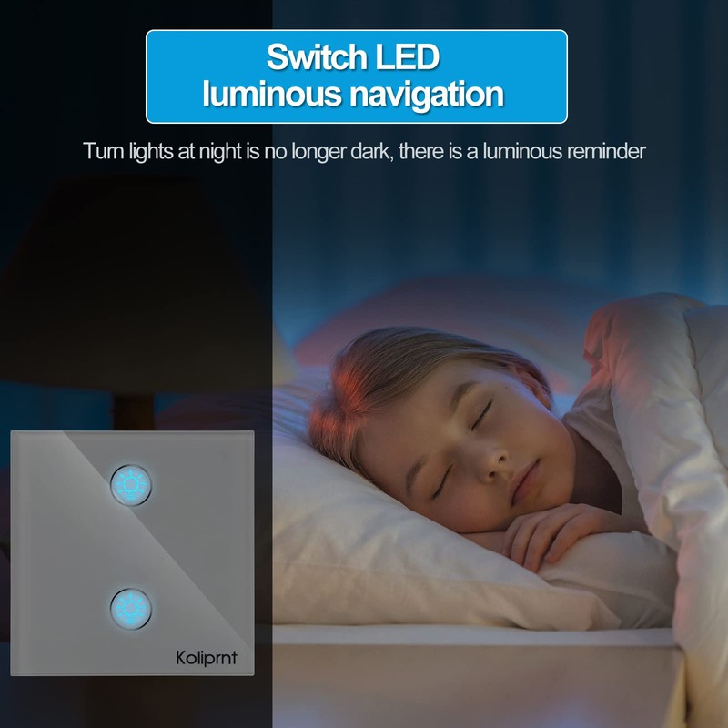 HEUXGIR Smart Light Switch, 2.4GHz WiFi Touch Light Switch, with