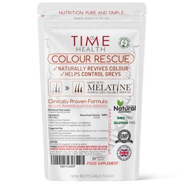 Time Health New: Colour Rescue - Helps Revive Natural Hair Colour & Manage Greys - 60 Capsules - Hyrolyzed Keratin Peptides - UK Made - Zero Additives (60 Count (Pack of 1))