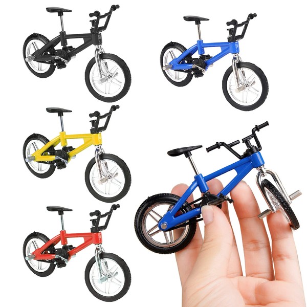 Finger Bicycle Mini BMX Bike 4 Pieces Toy Fingertips Bicycle Miniature Educational Mountain Bike Model for Bedroom Office Children Boys Girls Gift