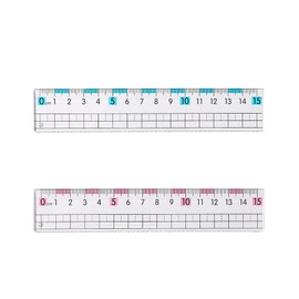 BOOHUQICH Ruler, 5.9 inches (15 cm), Plastic, Transparent Ruler, Plastic Measuring Tool, Prevents Myopia, Wavy Lines, For Kids, Pink, Blue, Pack of 2