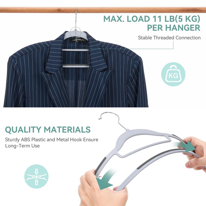NCXTKJ Heavy Duty Suit Hangers 30 Pack, Non-Slip, 0.2'' Slim,