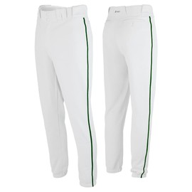 SSK Showcase Collection Flex Bottom Adult Baseball Pants | Adult Sizes Solid & Piped (US, Alpha, Medium, Regular, Regular, White/Forest)