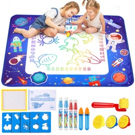 Water Doodle Mat for Toddlers, Learning Sensory Educational Toys for Kids 3+ Ages, Painting Writing Doodle Mat Baby Birthday Gifts, Kids Coloring Drawing Pad Mat for Girl & Boy 3-5 Year Old