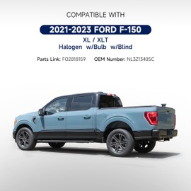 Tail Light Compatible with Ford F150 XL XLT 2021 2022 2023, F150 Halogen W/Blind Spot Taillight W/Bulb & Harness, Left Driver Side, Module Not Included, OEM: ML3Z13405C