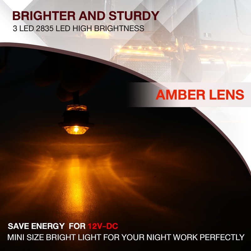 TMH 3/4 Inch Mount 10 pcs Amber LED Clearance Bullet