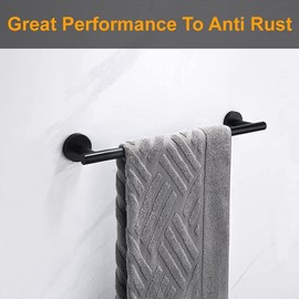 YUET Towel Rail 30CM Matte Black Hand Towel Holder Bar Bathroom Holders For Bathrooms Kitchen Dish Cloths Hanger 304 Stainless Steel RUSTPROOF Wall Mounted 12''