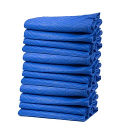 Mytee Products 12 Pack 80" x 72" Moving Blankets (60 lb/dz Weight) - Blue Non-Woven Polyester Furniture Moving Pads for Protection in Moving or Storage