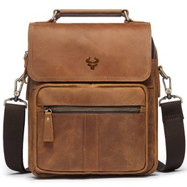 HUMERPAUL Leather Messenger Bag for Men, Small Men Purse Shoulder Crossbody Bags for Work Business Travel